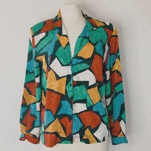 80s geometric button down